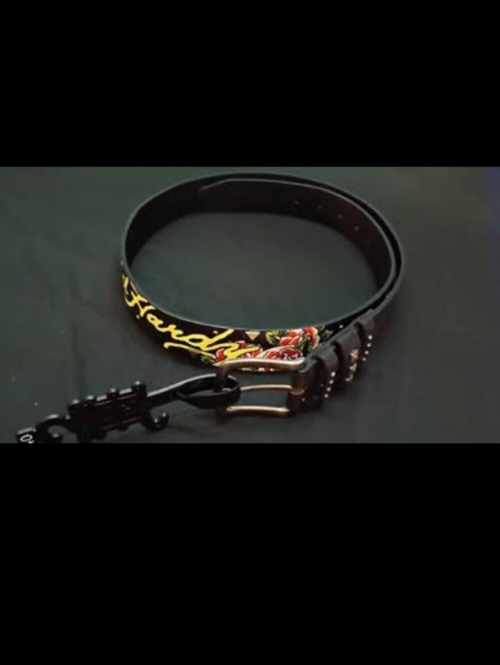 New Ed Hardy Studded Graphic Belt Size 40